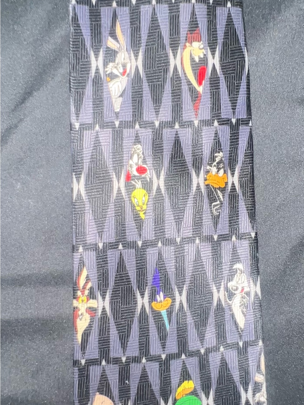 Warner Bros. Black Tie with Looney Tunes Character Icons